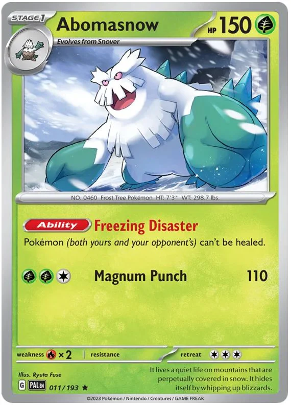 Abomasnow 011/193 Rare Reverse Holo Pokemon Card (SV2 Paldea Evolved)