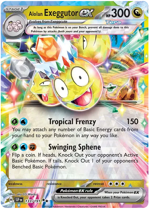 Alolan Exeggutor ex 133/191 Double Rare Pokemon Card (Scarlet & Violet Surging Sparks)