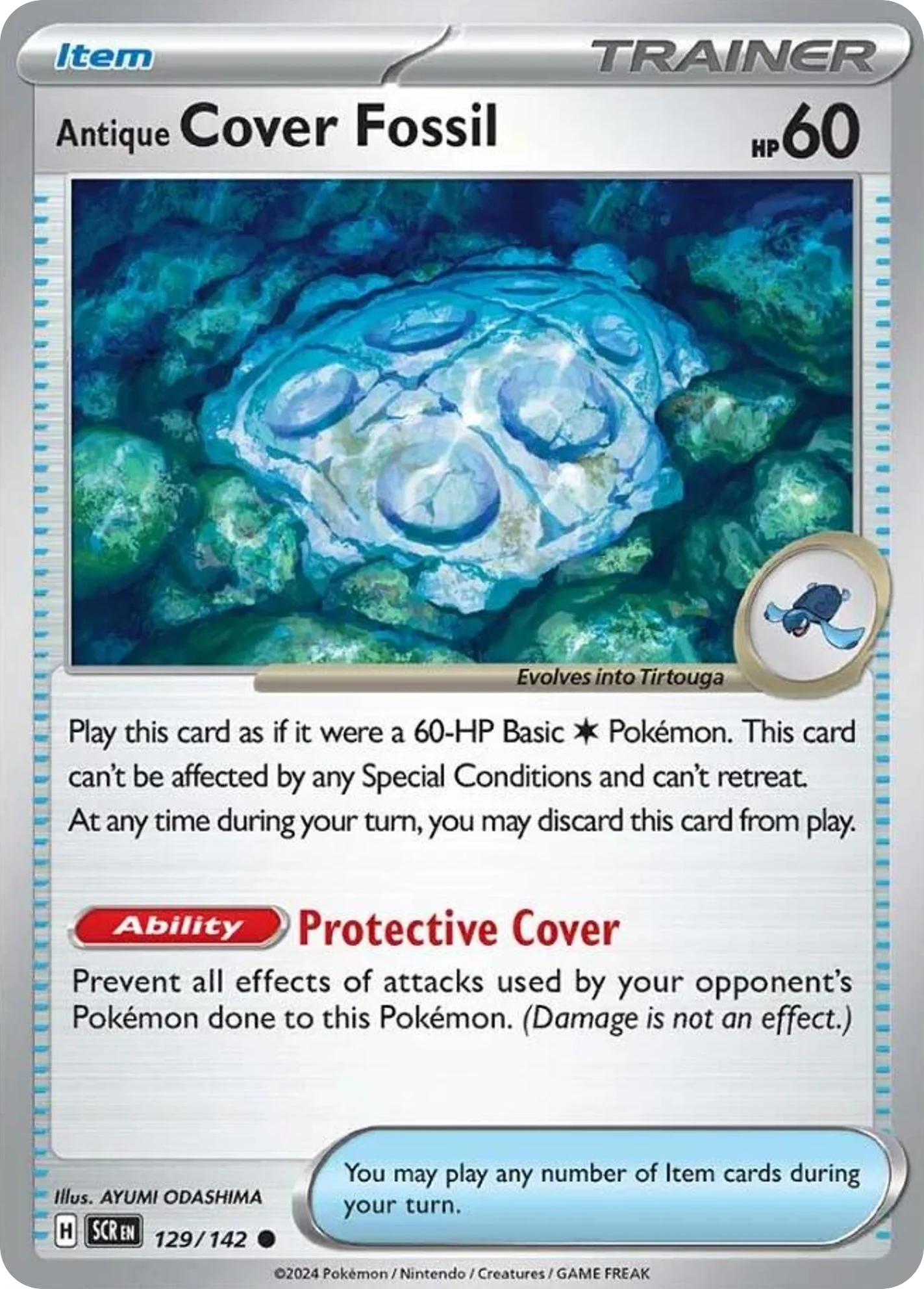 Antique Cover Fossil 129/142 Common Reverse Holo Pokemon Card (SV Stellar Crown)