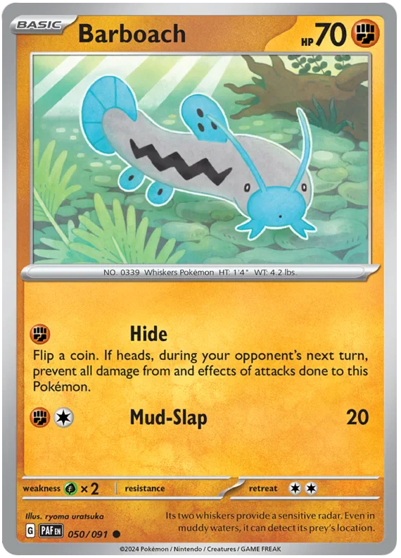 Barboach 050/091 Common Reverse Holo Pokemon Card (SV 4.5 Paldean Fates)