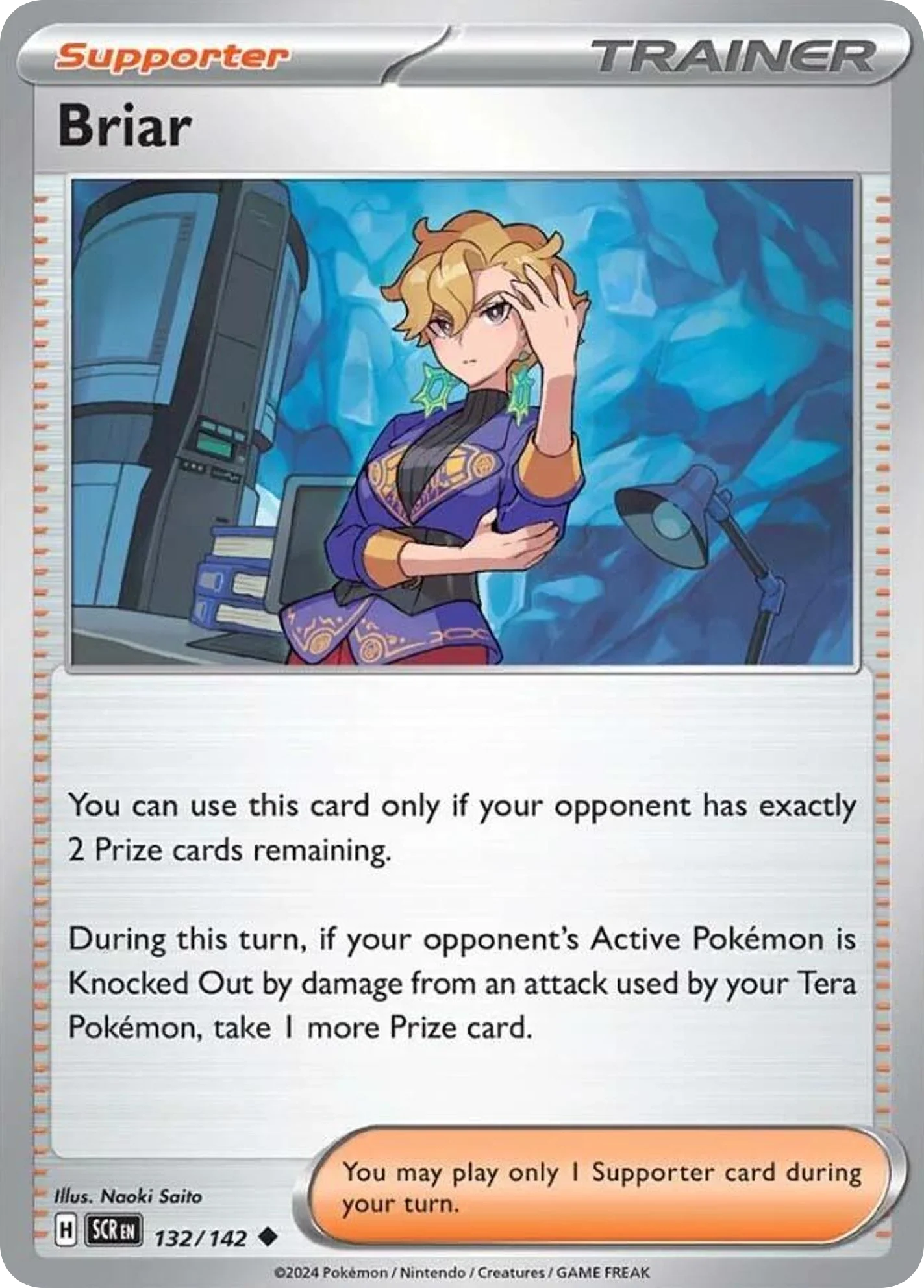 Briar 132/142 Uncommon Reverse Holo Pokemon Card (SV Stellar Crown)
