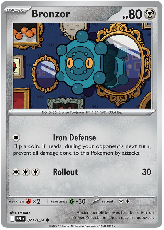 Bronzor 071/094 Common Pokemon Card (Mega Evolution Phantasmal Flames)