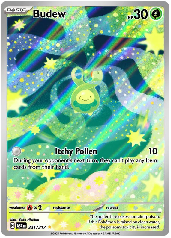 Budew 221/217 Illustration Rare Pokemon Card (Mega Evolution Ascended Heroes)