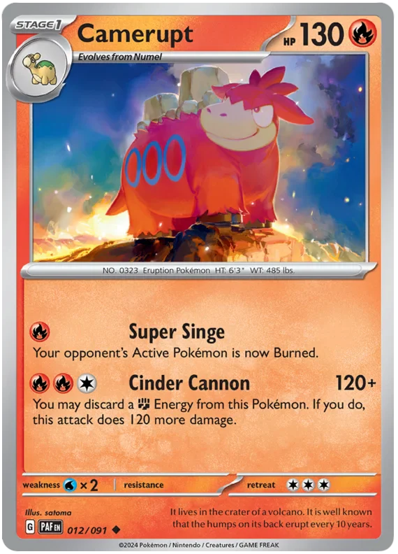 Camerupt 012/091 Uncommon Pokemon Card (SV 4.5 Paldean Fates)