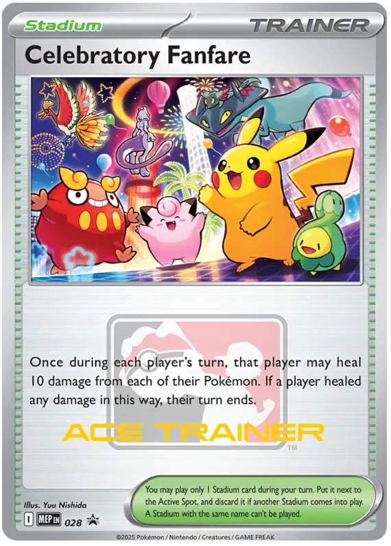 Celebratory Fanfare MEP028 Pokemon Promo Card (Mega Evolution Black Star Promos)