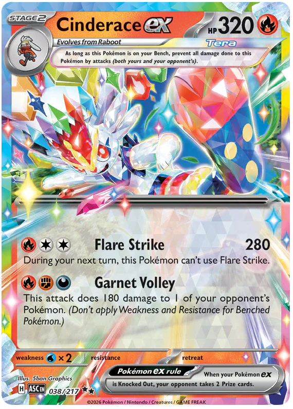 Cinderace ex 038/217 Double Rare Pokemon Card (Mega Evolution Ascended Heroes)