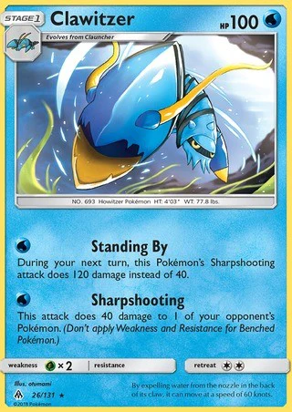 Clawitzer 26/131 Rare Reverse Holo Pokemon Card (Forbidden Light)