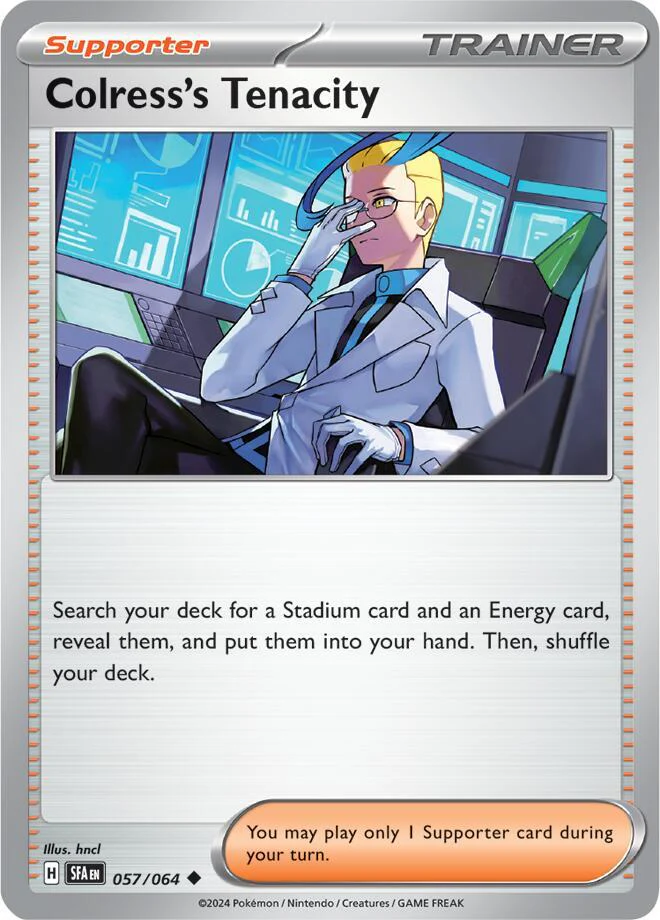 Colress's Tenacity 057/064 Uncommon Reverse Holo Pokemon Card (SV Shrouded Fable)