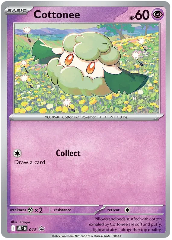 Cottonee MEP018 Pokemon Promo Card (Mega Evolution Black Star Promos)