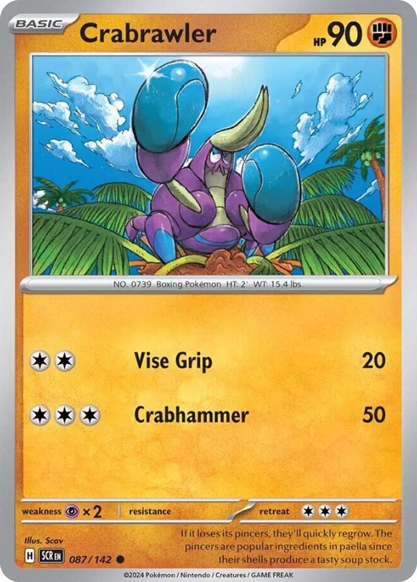 Crabrawler 087/142 Common Reverse Holo Pokemon Card (SV Stellar Crown)