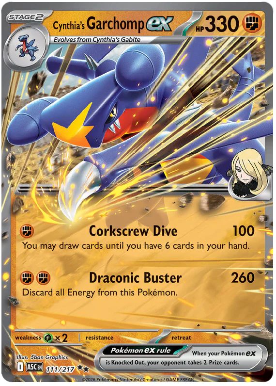 Cynthia's Garchomp ex 111/217 Double Rare Pokemon Card (Mega Evolution Ascended Heroes)