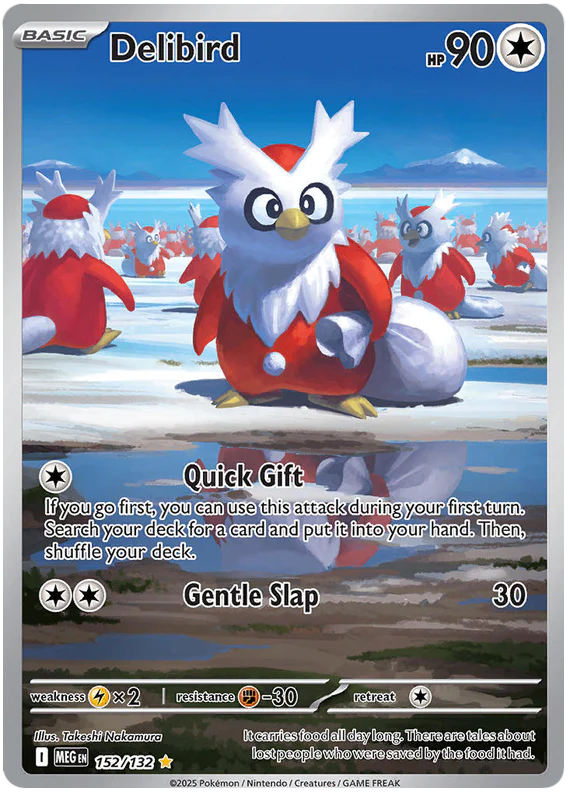 Delibird 152/132 Illustration Rare Pokemon Card (Mega Evolution Base Set ME01)