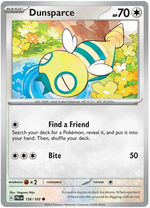 Dunsparce 156/193 Common Reverse Holo Pokemon Card (SV2 Paldea Evolved)