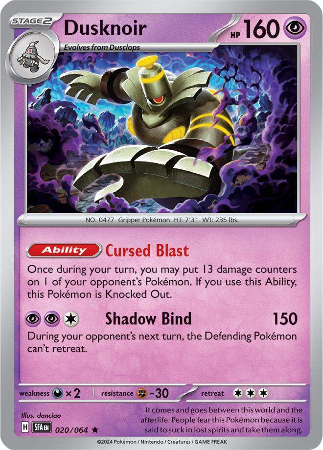 Dusknoir 020/064 Rare Pokemon Card (SV Shrouded Fable)