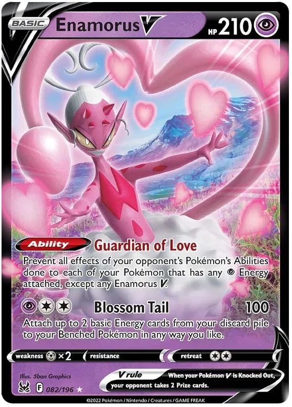 Enamorus V 082/196 Ultra-Rare Rare Pokemon Card (Sword & Shield Lost Origin)