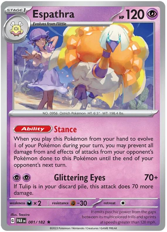 Espathra 081/182 Rare Pokemon Card (SV04 Paradox Rift)