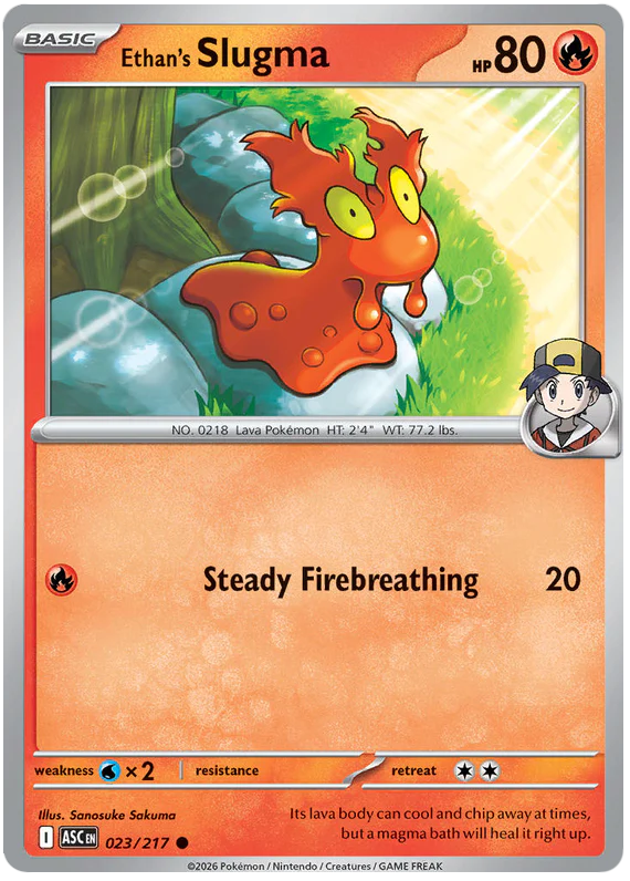 Ethan's Slugma 023/217 Common Pokemon Card (Mega Evolution Ascended Heroes)
