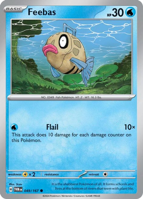 Feebas 049/167 Common Reverse Holo Pokemon Card (SV Twilight Masquerade)