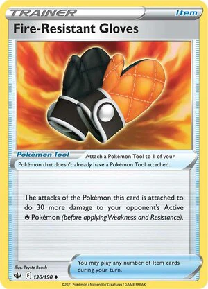 Fire-Resistant Gloves 138/198 Uncommon Pokemon Card (SWSH Chilling Reign)