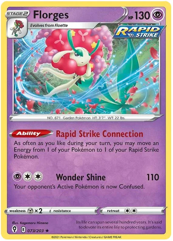 Florges 073/203 Rare Reverse Holo Reverse Holo Pokemon Card (SWSH Evolving Skies)