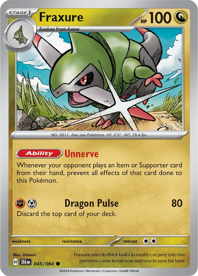 Fraxure 045/064 Common Pokemon Card (SV Shrouded Fable)
