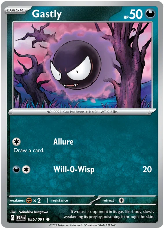 Gastly 055/091 Common Pokemon Card (SV 4.5 Paldean Fates)