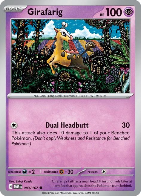 Girafarig 083/167 Common Pokemon Card (SV Twilight Masquerade)