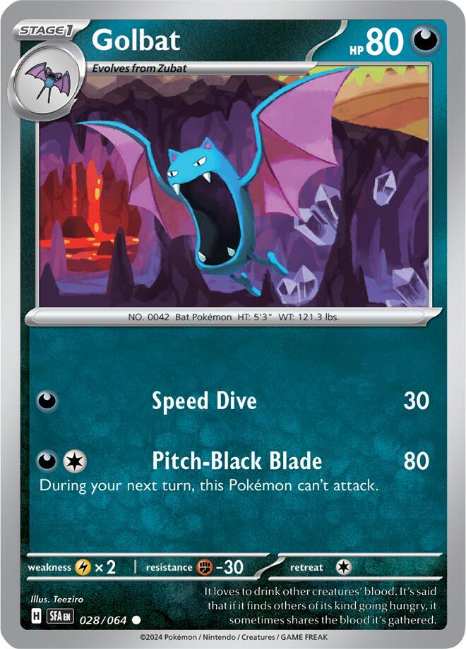 Golbat 028/064 Common Reverse Holo Pokemon Card (SV Shrouded Fable)
