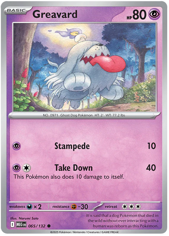 Greavard 065/132 Common Pokemon Card (Mega Evolution Base Set ME01)