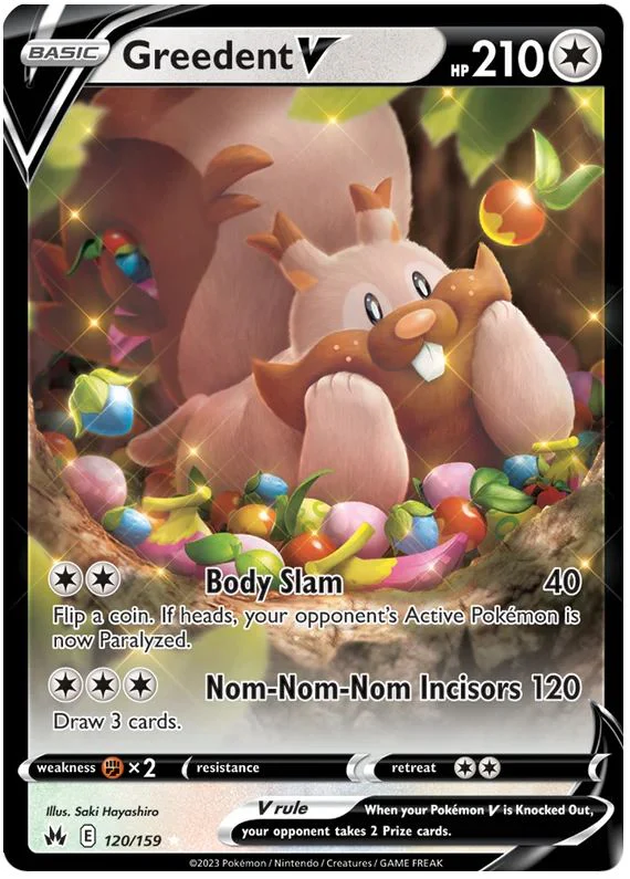 Greedent V 120/159 Ultra-Rare Rare Pokemon Card (SWSH Crown Zenith)