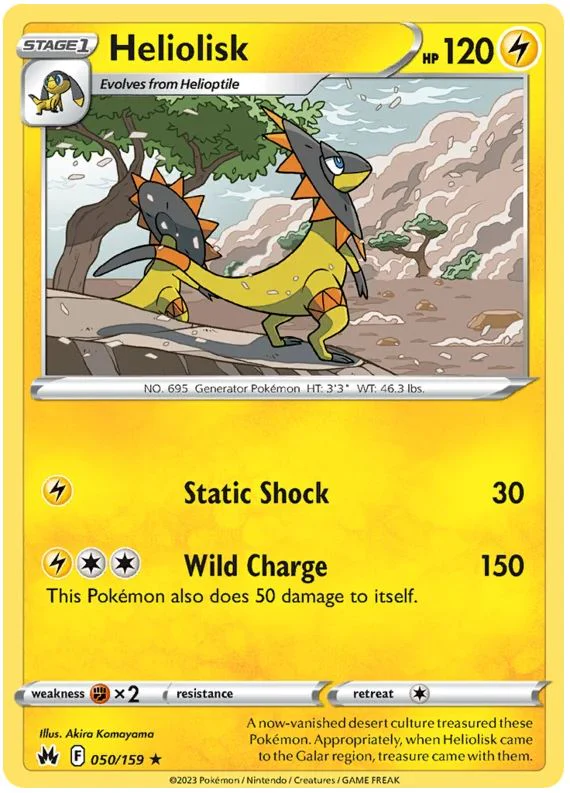 Heliolisk 050/159 Rare Reverse Holo Pokemon Card (SWSH Crown Zenith)
