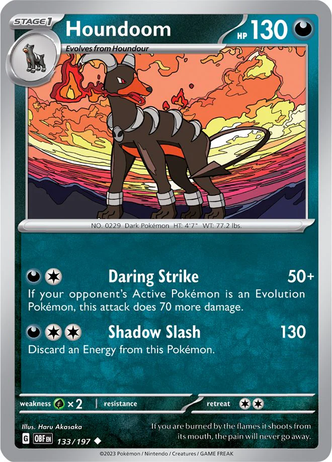 Houndoom 133/197 Uncommon Reverse Holo Pokemon Card (SV Obsidian Flames)