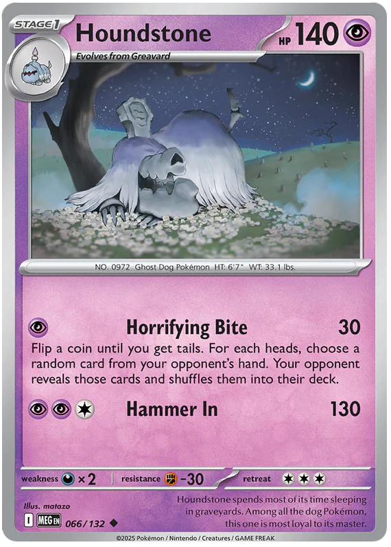 Houndstone 066/132 Uncommon Pokemon Card (Mega Evolution Base Set ME01)