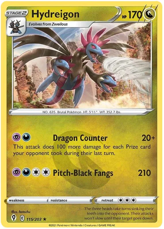 Hydreigon 115/203 Rare Holo Pokemon Card (SWSH Evolving Skies)