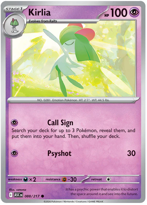 Kirlia 088/217 Common Pokemon Card (Mega Evolution Ascended Heroes)