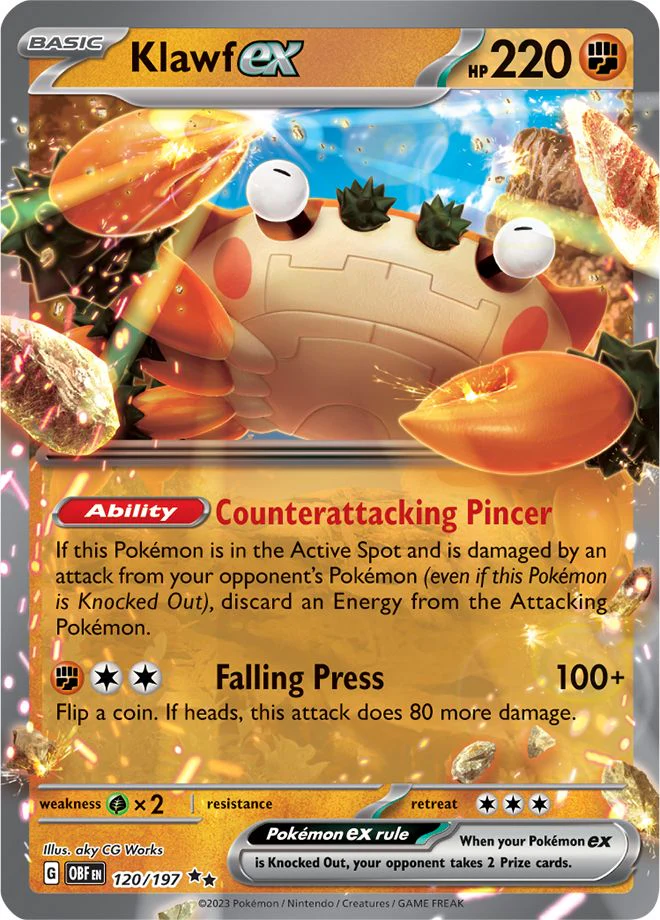 Klawf ex 120/197 Double Rare Pokemon Card (SV Obsidian Flames)