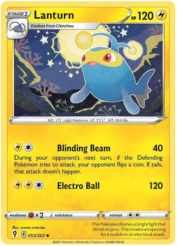 Lanturn 053/203 Uncommon Reverse Holo Pokemon Card (SWSH Evolving Skies)