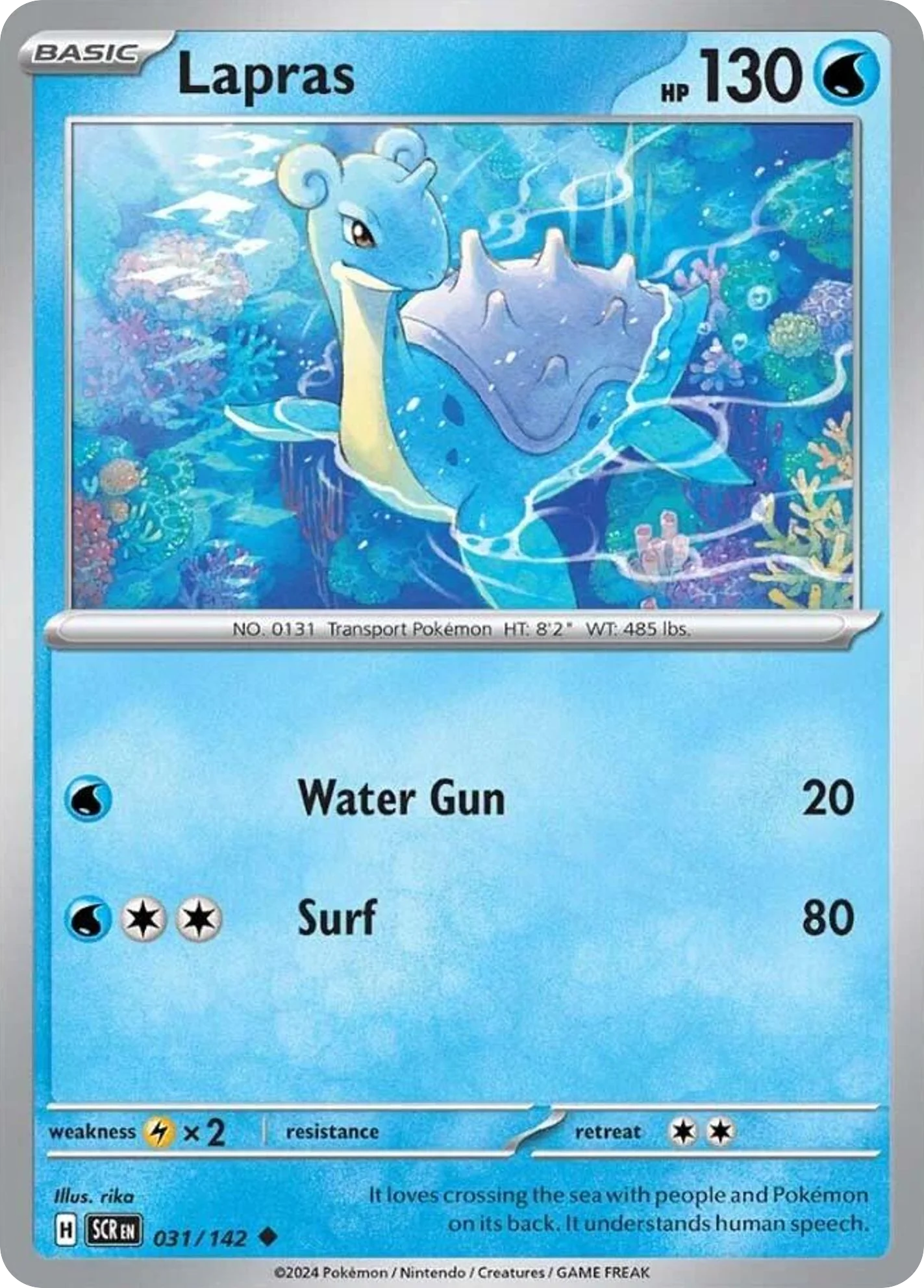 Lapras 031/142 Uncommon Reverse Holo Pokemon Card (SV Stellar Crown)