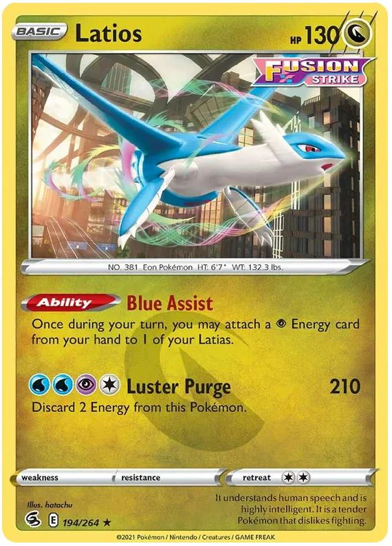 Latios 194/264 Rare Holo Reverse Holo Pokemon Card (SWSH Fusion Strike)