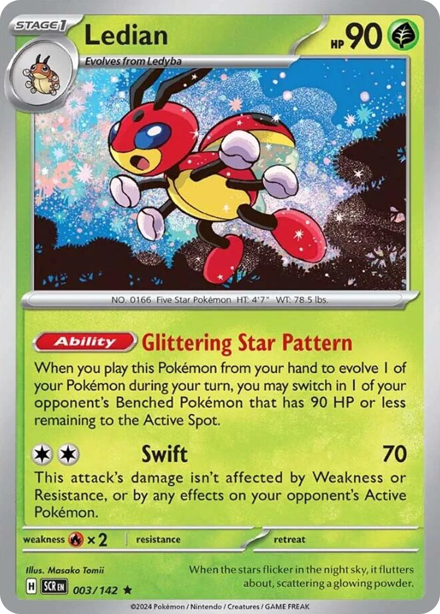Ledian 003/142 Rare Pokemon Card (SV Stellar Crown)