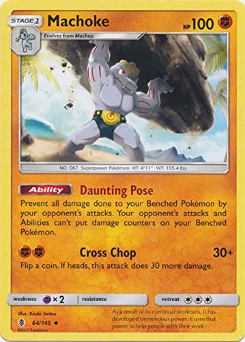 Machoke 64/145 Uncommon Reverse Holo Pokemon Card (SM Guardians Rising)