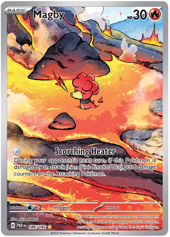 Magby 186/182 Illustration Rare Pokemon Card (SV04 Paradox Rift)