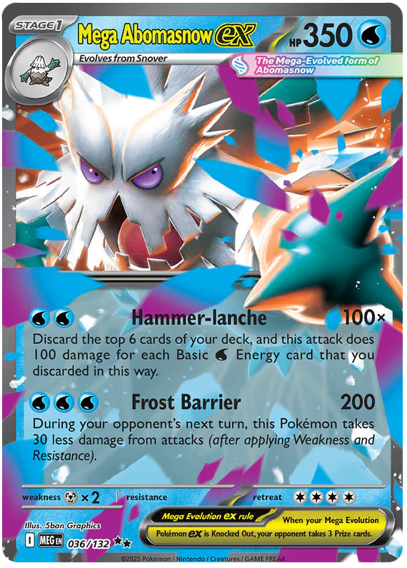 Mega Abomasnow ex 036/132 Double Rare Pokemon Card (Mega Evolution Base Set ME01)