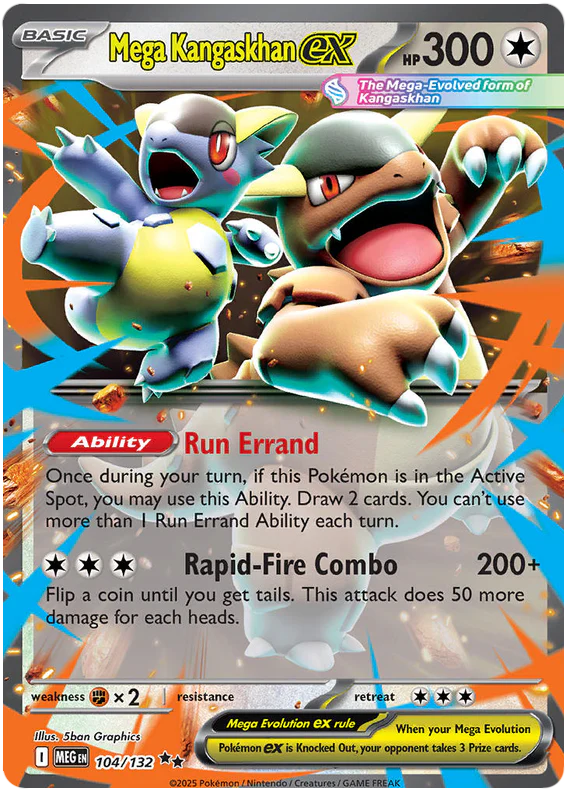 Mega Kangaskhan ex 104/132 Double Rare Pokemon Card (Mega Evolution Base Set ME01)