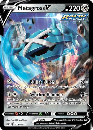 Metagross V 112/198 Ultra-Rare Rare Pokemon Card (SWSH Chilling Reign)