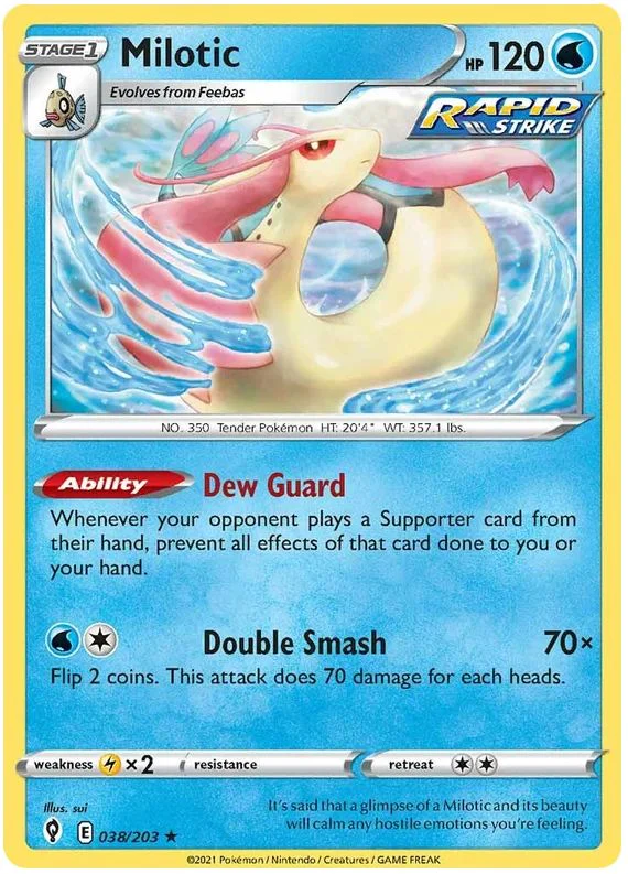 Milotic 038/203 Rare Reverse Holo Pokemon Card (SWSH Evolving Skies)