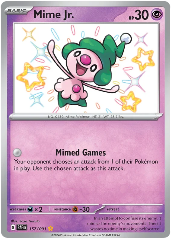 Mime Jr. 157/091 Shiny Rare Pokemon Card (SV 4.5 Paldean Fates)