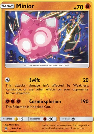 Minior 77/145 Rare Reverse Holo Pokemon Card (Guardians Rising)