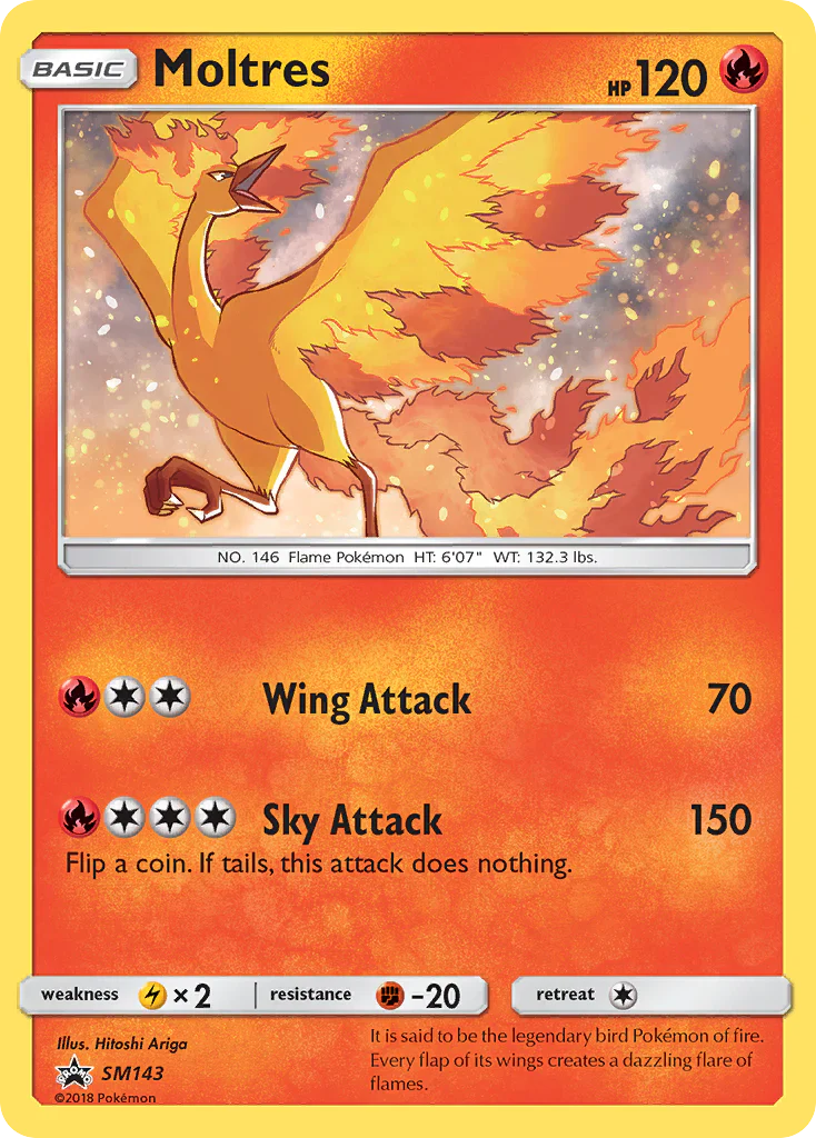 Moltres SM143 Pokemon Promo Card (Sun & Moon Promo Series)