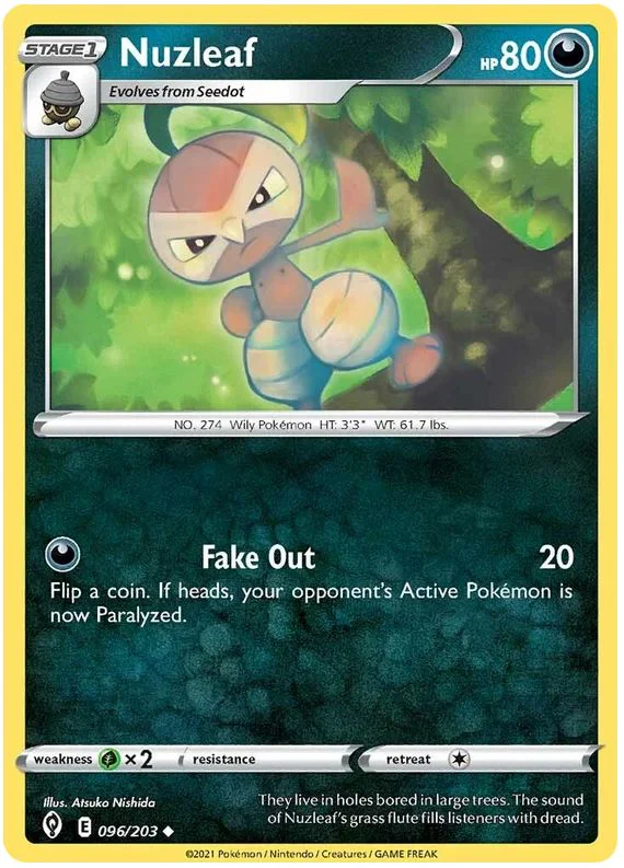 Nuzleaf 096/203 Uncommon Pokemon Card (SWSH Evolving Skies)